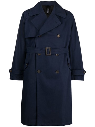 Hevo - double-breasted cotton trench coat - men - Polyester/Cotton/Cotton - 46 - Blue