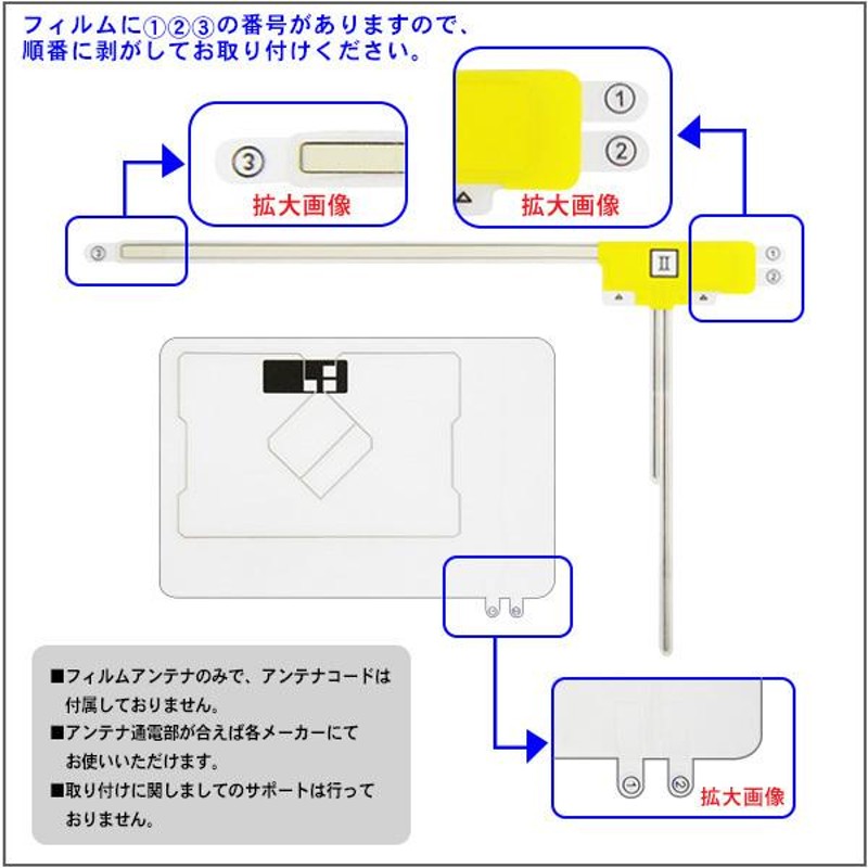 両面テープ付フィルムアンテナセット 送料無料 カロッツェリア ナビ載せ替え 地デジ 補修 GPS一体型/L型 AVIC-MRZ09 PG12MO134S  | LINEショッピング