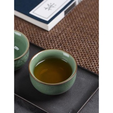 青瓷茶杯梅子青哥窯龍泉圍爐煮茶單個茶具品茗杯子主人禮品套裝