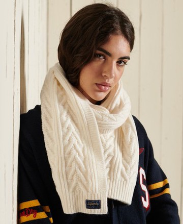Superdry Women's Women's Cable Lux Scarf White / Winter White - Size: 1SIZE
