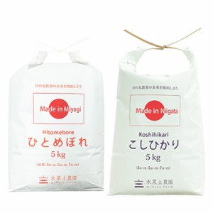 新米 令和5年産 お米 食べ比べ 宮城県産 ひとめぼれ 5kg 新潟県産 こしひかり 5kg