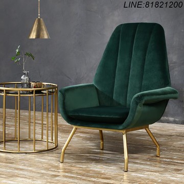 免運 公司貨 開發票 質量超讚 北歐布藝沙發單人墨綠色網紅個性休閑椅客廳后現代輕奢美式沙發椅 設計師款 沙發椅 休閒椅 展示椅