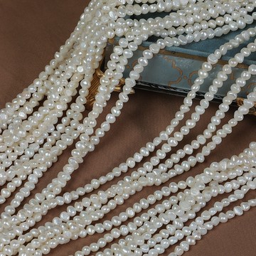 Zz-40-41cm加長版5-6mm側孔兩面光巴洛克天然淡水珍珠半成品diy散珠