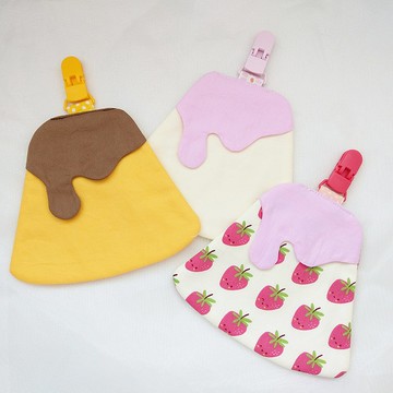 甜滋滋布丁-4款可選。造型純棉手帕 / 附夾手帕  (可繡名字)