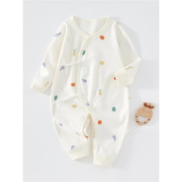 0-3個月初生寶寶蝴蝶衣純棉無骨哈衣6新生嬰兒衣服連體衣春秋新款