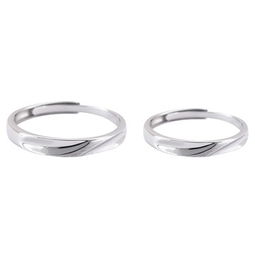 MARIGOLD 美爾朵 光霧之愛 1+1 情侶925純銀可調式戒指 女款1.6cm/男款1.9cm  銀色