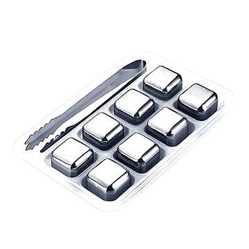 FUJI-GRACE 富士雅麗 頂級304不銹鋼環保冰塊組  重複使用  快速冷凍  飲料不變調  附贈優質冰夾  1盒