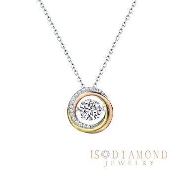 IS DIAMOND IGI 1克拉鉑金台 最白D /VS1 跳舞鑽 三色金 鑽石項鍊(培育鑽石)