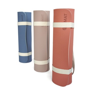 【QMAT】10mm厚瑜珈墊 台灣製(附贈瑜珈繩揹帶及收納拉鍊袋 雙面雙壓紋止滑)