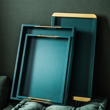 ins復古長方形北歐美式韓式實木鐵把手茶盤咖啡杯子出餐實木托盤