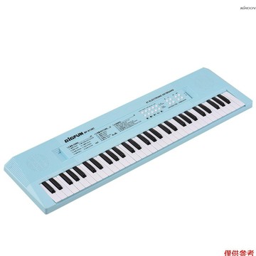 61鍵電子琴迷你琴鍵帶麥克風雙供電模式USB供電或電池 3*AA電池出貨不帶 BF-6138 藍色