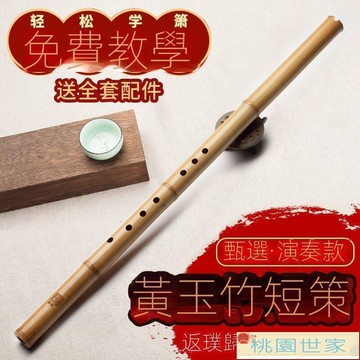 免運 長笛 豎笛 笛子 黃玉竹蕭樂器初學成人兒童精制8孔短簫演奏級整節GF八孔古風洞簫