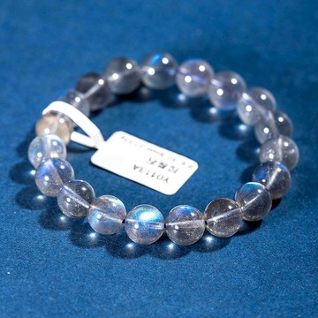 頂級冰透體藍光拉長石手鍊 | 加拿大礦源 | 一物一圖