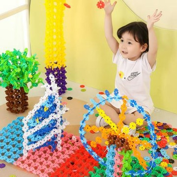晨風大號加厚雪花片塑料拼插積木兒童益智玩具幼兒園早教啟蒙積木