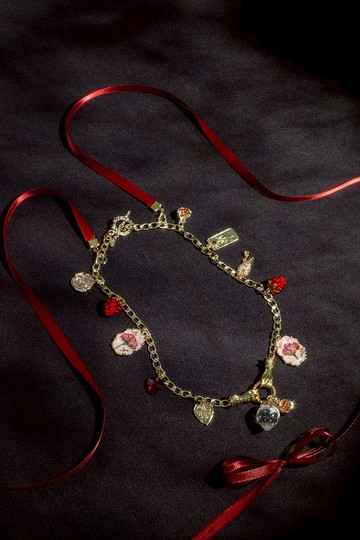 維多利亞茶舞會薔薇吊飾扣環絲帶項鏈