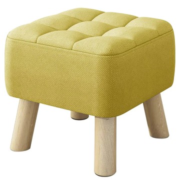 Mega 加厚坐感實木小矮凳 亞麻布+實木 30x30x26公分  亮黃色  1個