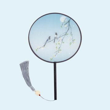 絲質團扇古風扇子女漢服女長柄流蘇跳舞蹈道具宮扇手工仙鶴圓扇