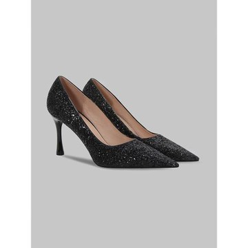 秀禾婚紗兩穿伴娘尖頭新娘婚鞋套腳水晶亮片高跟鞋職業工作女單鞋