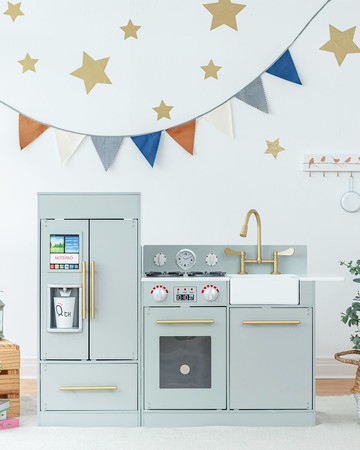 Teamson Kids Little Chef Charlotte Wooden Play Kitchen, Gray/Gold