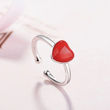【Angel】心心相戀簡約紅心戒指(紅色愛戀款)