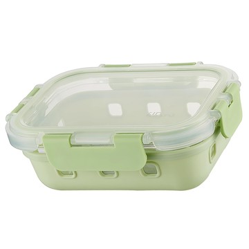 Kinyo 清透耐熱玻璃保鮮盒 新芽綠 370ml  1入  1個