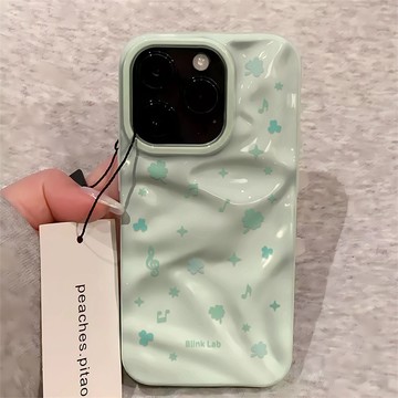 綠色四葉草 適用蘋果17Promax手機殼 iPhone16 15 14 13 12 11 軟殼 隕石殼 波浪保護殼