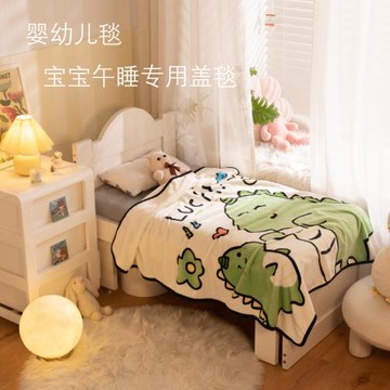 卡通風絨毯單層法蘭絨多功能小毛毯四季可用午睡小包邊孩童小毯子