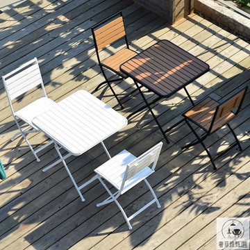 免稅 開統編 戶外折疊桌椅組合庭院露天茶桌椅奶茶店陽臺露臺外擺休閑塑木桌椅 PDD-155戶外桌椅