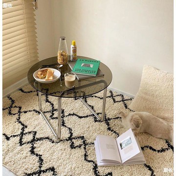 北歐現代鋼化玻璃茶幾小戶型網紅圓形邊幾家用客廳輕奢民宿小桌子