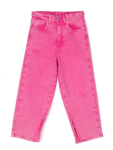 MM6 Maison Margiela Kids - logo-patch wide-leg jeans - kids - Cotton - 4 yrs - Pink