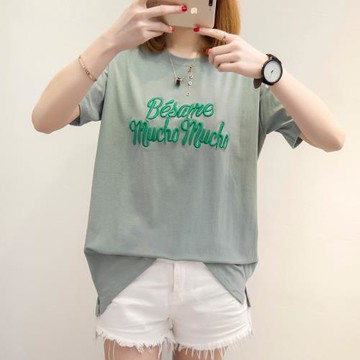 短袖圓領t恤衫韓版潮寬松刺繡學生打底衫女裝上衣小衫春裝夏季潮