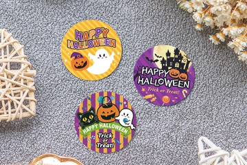 萬聖節貼紙 4cm圓形貼紙 (3款可挑) HALLOWEEN 糖果 學校 裝飾
