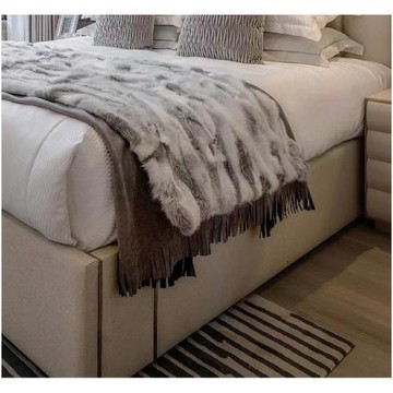 真兔毛床尾巾搭毯樣板間客廳沙發床搭ins風酒店民宿軟裝裝飾毯