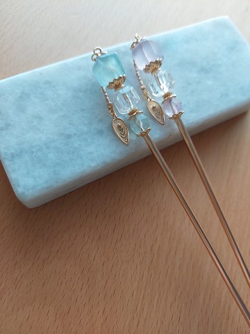 攏雲閣－心水淨　時尚東風髮簪步搖　螢石水晶髮飾