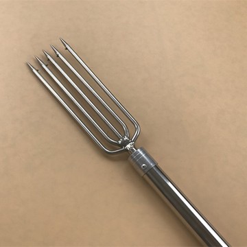 1米不銹鋼單節桿 小號版平叉 加長版單齒魚叉 雙齒3齒5齒扁平魚叉