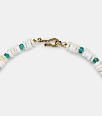 Ileana Makri 9kt gold beaded necklace with opal and apatite