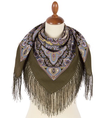 正品 Павло́во Поса́д 俄羅斯披肩 絲巾 柔軟 100% 羊毛 89x89 公分 1919-10