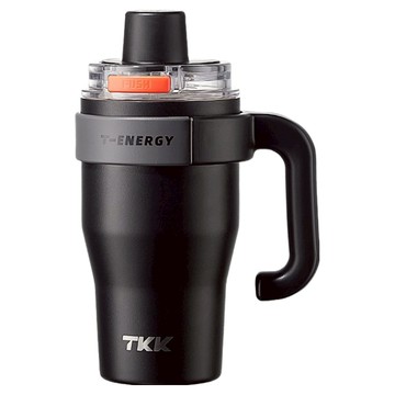 TKK T-One 彈蓋冰壩杯 運動隨身杯 握把式 保冰/保溫 316不鏽鋼/陶瓷噴塗 直飲 + 吸管  1個  夜瀾黑  800ml