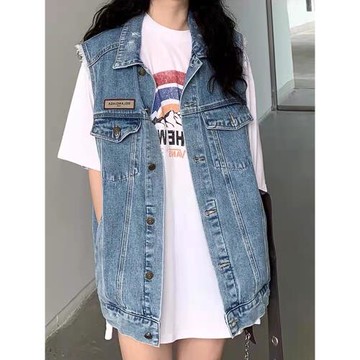 牛仔馬甲女春秋2024新款韓版寬松百搭無袖坎肩外搭休閑背心上衣潮