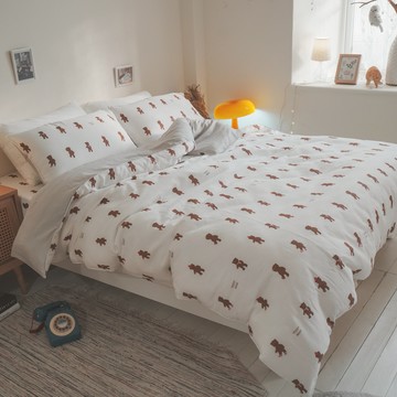 【限時特價】棉床本舖 小熊班尼 二層紗 床包枕套組/兩用被組 適合敏弱肌 100%純棉 台灣製 透氣 涼爽 親膚首選 雙