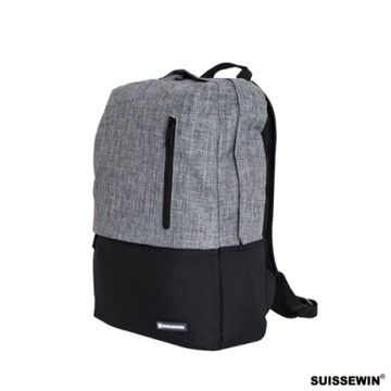 SUISSEWIN 極簡造型USB充電接口 電腦後背包 灰黑色 公事包 電腦包