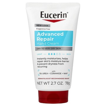 Eucerin, 高級修護護手霜，適合非常乾燥到極乾燥皮膚，無香，2.7 盎司（78 克）