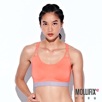 Mollifix 瑪莉菲絲 簡約緩震運動內衣 (橘粉)、瑜珈服、無鋼圈、開運內衣