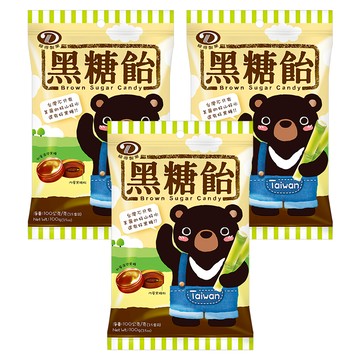 綠得製菓 黑糖飴 台灣好滋味 內層黑糖粉  100g  3包