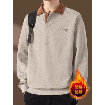 僑迪蒙拉高端秋冬季男士衛衣加絨加厚重磅翻領長袖休閑男裝春秋款