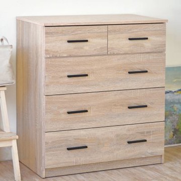 HOPMA家具 多功能全鋼珠滑軌五抽斗櫃 台灣製造 床頭櫃 抽屜櫃 衣物收納櫃 梳妝台邊櫃-寬79.6 X 深40.3 X 高85.6 cm；抽屜內深34.2 cm