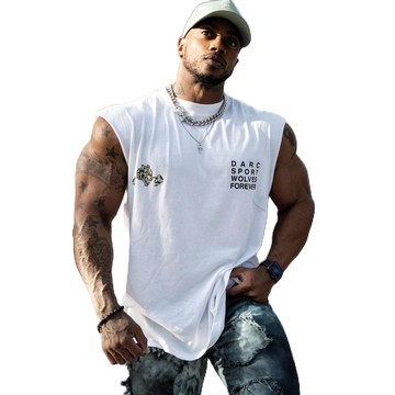 新款健身男士訓練擼鐵上衣寬鬆透氣大尺碼跑步無袖背心