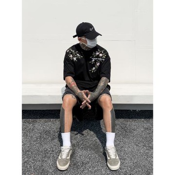 潮藝品 潮牌美式復古刺繡短袖T恤男夏季2025新款情侶街頭上衣夏季