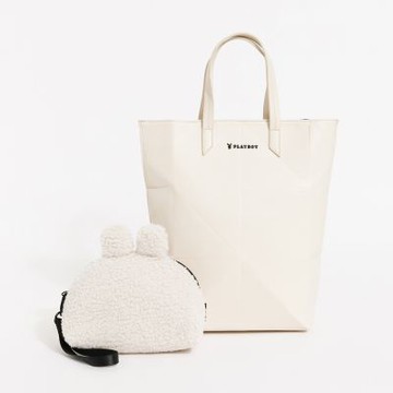 PLAYBOY - 托特包附長背帶  Geometric Rabbit Shadowr系列 - 米色