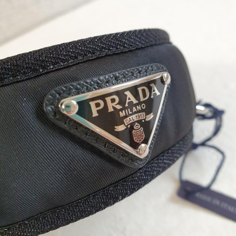 PRADA プラダ トライアングルロゴ ナイロン ペットカラー ブラック ...